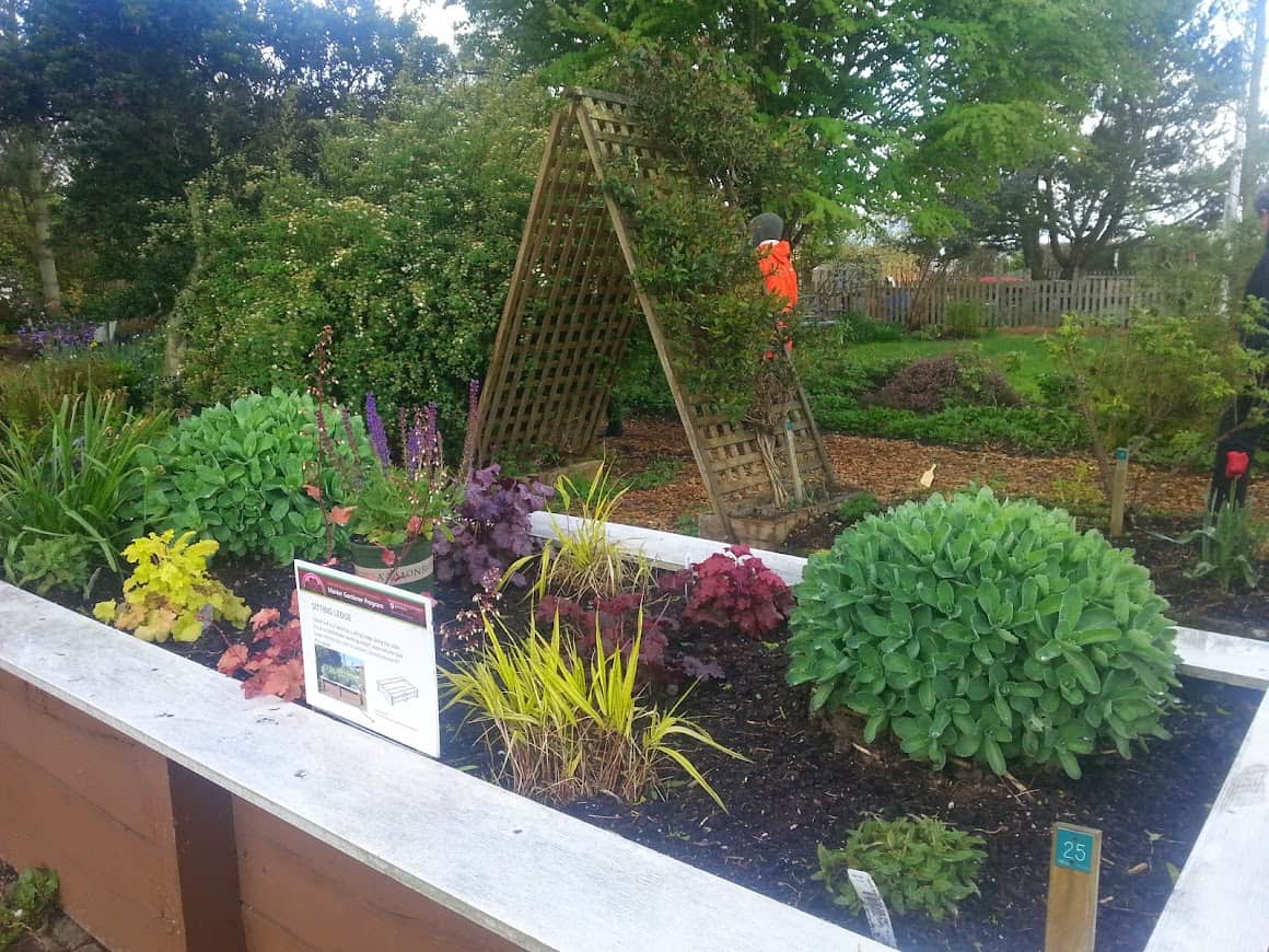 Sitting ledge for resting in the Enabling Garden