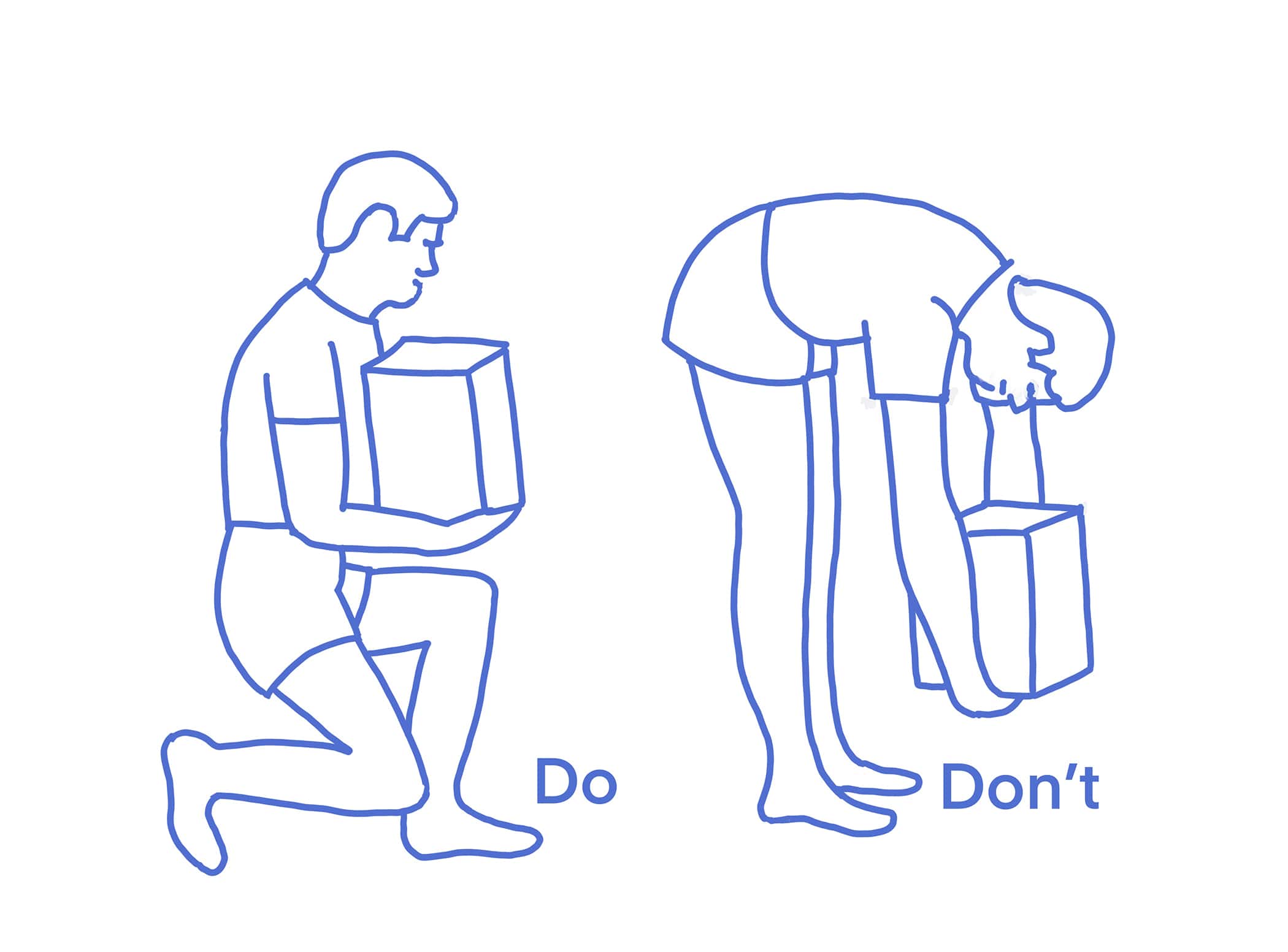 illustration of proper box lifting technique