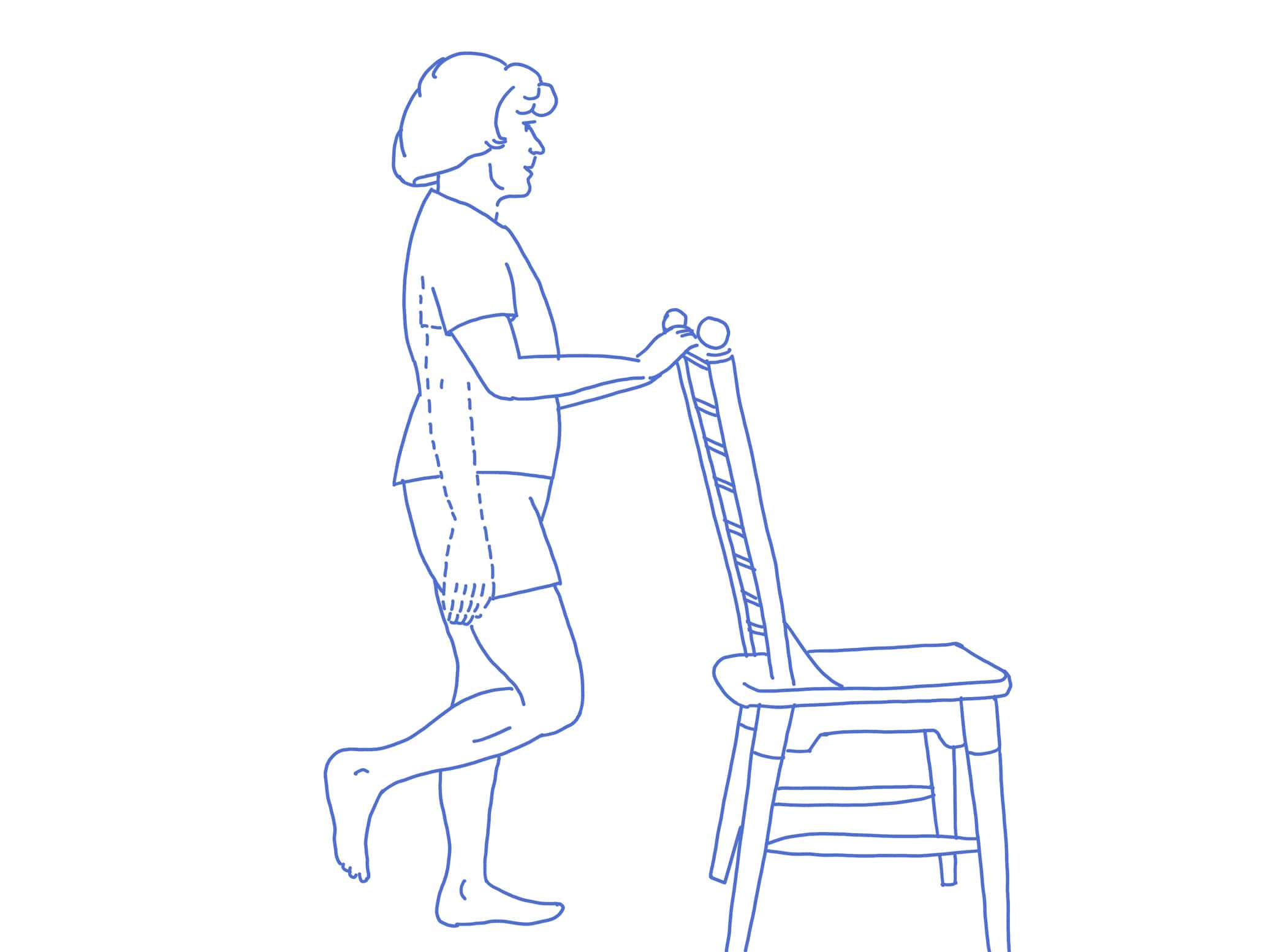 illustration of woman by chair doing exercises