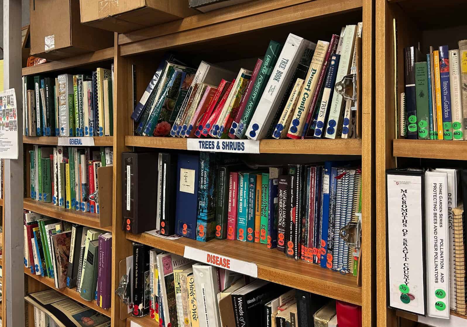 plant related books on shelves