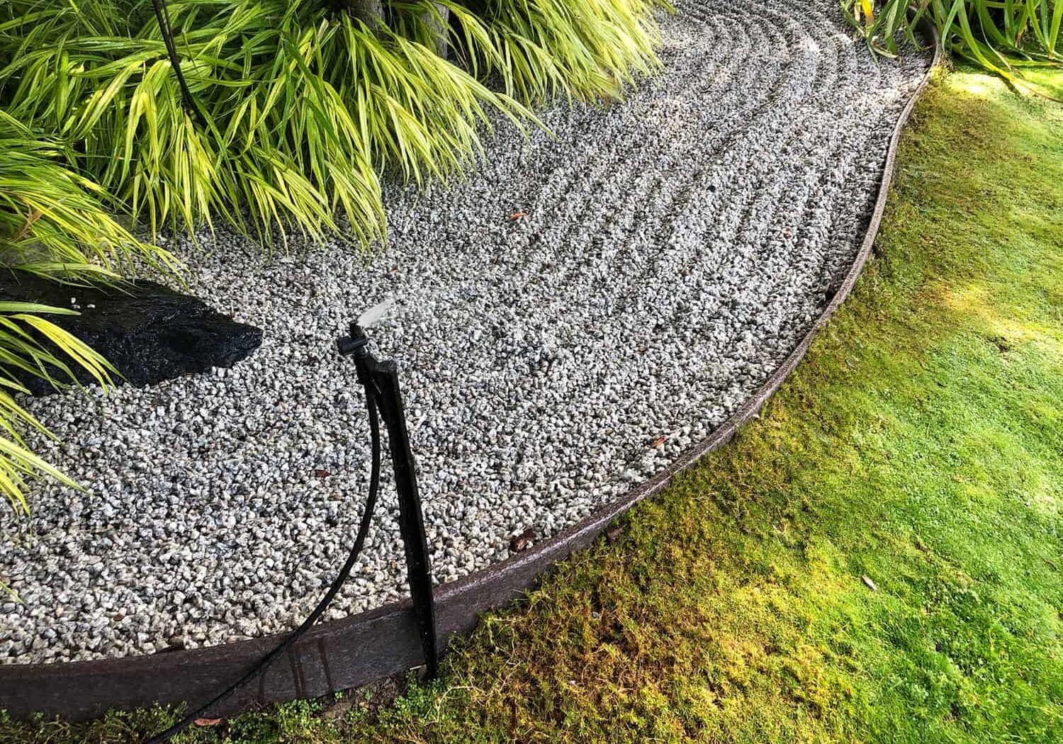 Pressure compensating shrubbler watering Japanese Garden at the Discovery Garden on Hwy 536 West of Mount Vernon